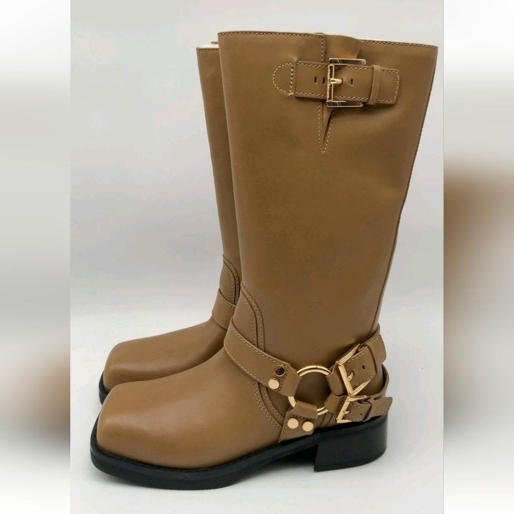 NEW In Box - Michael Kors Womens Crosby Tan Moto Boots - Size 7